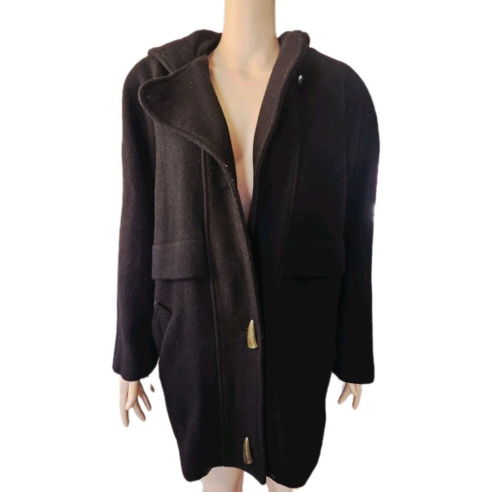 Braetan Black Hooded Mid Length Coat Size Small Lined Outerwear